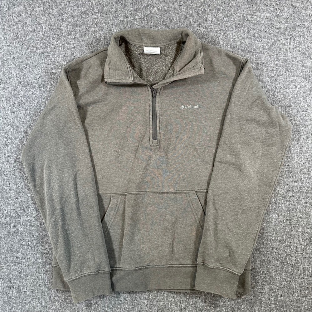 Columbia Pullover Mens XS XL4174 Olive Green Quarter Zip Fleece Lined Pocket